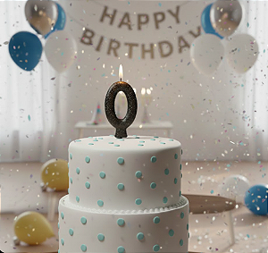 Vela Cintilante Pavio Magico Decoração N°0 Preta Glitter