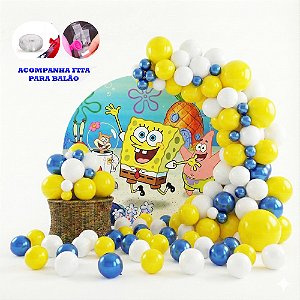 Kit 125 Balões Festa Bob Esponja Fita+Bexiga Aniversários