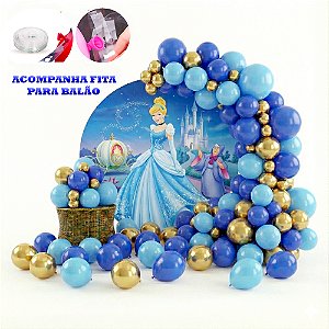 Kit 100 Balões Festa Cinderela Fita+ Bexigas Aniversários