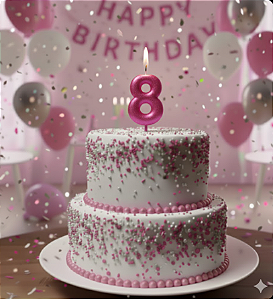 Vela Cintilante Pavio Magico Decoração N°8 Pink Glitter