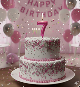 Vela Cintilante Pavio Magico Decoração N° 7 Pink Glitter