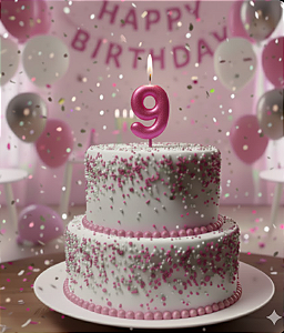 Vela Cintilante Pavio Magico Decoração N°9 Pink Glitter