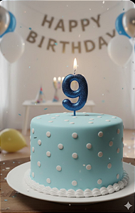 Vela Cintilante Pavio Magico Decoração N° 9 Azul Glitter