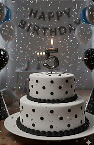 Vela Cintilante Pavio Magico Decoração N°5 Preta Glitter