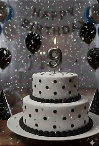 Vela Cintilante Pavio Magico Decoração N°9 Preta Glitter