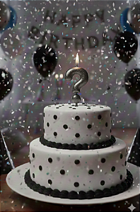 Vela Cintilante Pavio Magico Decô Interrogação Preta Glitter