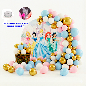 Kit 150 Balões Festa Princesas Fita+ Bexigas Aniversários