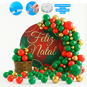 Kit 125 Balões Natal festa Vermelho+Verde+Dourado Balão