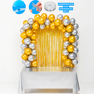 Kit Festa Decoração Ano Novo Balão Fita + Bexigas + cortinas
