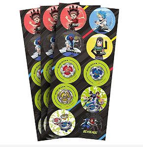 30 Adesivos Festa Beyblade Decoração Aniversario 5x5cm