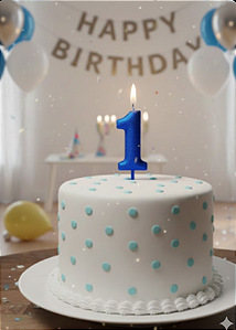 Vela Cintilante Pavio Magico Decoração N° 1 Azul Glitter