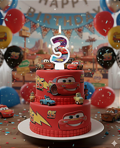 Vela Número 3 Festa Disney Carros Decoração Aniversario