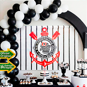Kit festa Corinthians Aniversário 100 balões + Painel TNT
