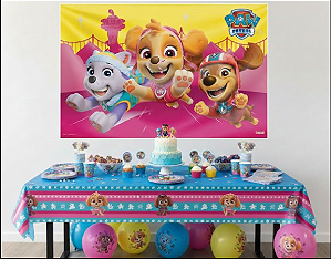 Painel Sublimado Em Tecido Patrulha Canina Menina Decoração