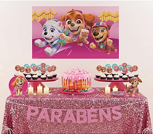 Kit Festa Decoração Patrulha Canina Menina 33pçs Aniversario