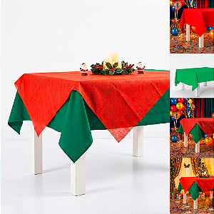 Kit 2 Toalhas Mesa Vermelha + Verde 2x1,40m Festas Natal TNT