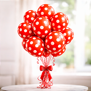 Bexigas Balão Decoração Minnie Festa Bolinhas brancas 25/200