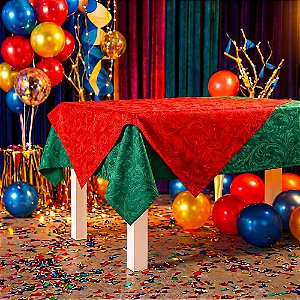 Kit 2 Toalhas Mesa Vermelha + Verde PREMIUM Festas Natal TNT