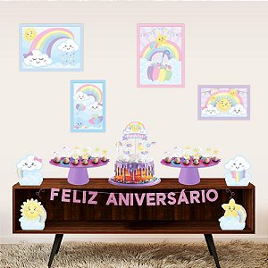 Kit Festa Decoração Chuva de Amor Festa Aniversário 40 Itens