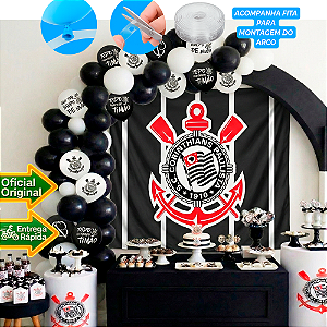 Kit festa Corinthians Decoração Aniversário Painel+120 balão