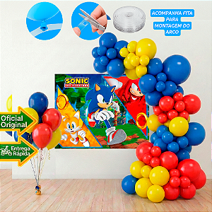 Kit festa Sonic Decoração Aniversário Painel + 150 balão