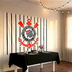 Kit Festa Corinthians Decoração Aniversário Toalha + Painel