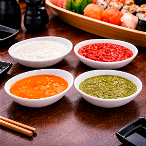 5 Pote Gourmet Oval Molhos sushi petistos doces 100ML Branco