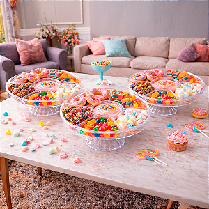 3 Petisqueira Fundi Fondue Petiscos 24cm Acrilico luxo festa