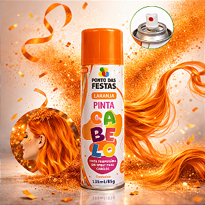 Spray Para Cabelo Laranja 135ml Festa Carnaval/Fantasia Aniv