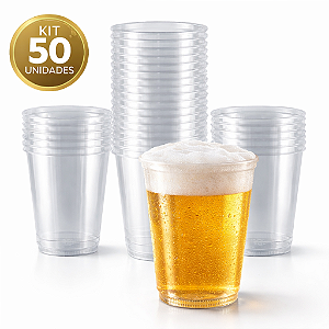 50 Copos Descartáveis Transparente Copo chop Festa 330ML