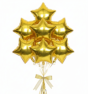 Balão Metalizado Decoração Festa Estrela Dourado 18" Aniver