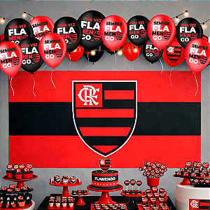 Kit festa Flamengo Decoração Aniversário Painel TNT + Balão