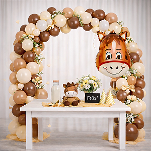 Kit Arco descontruído 152 balão Decoração Fazendinha Festa