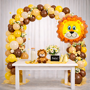 Kit 152 Arco descontruído balão Decoração Safari Festa anive