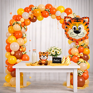 Kit 152 Arco descontruído balão Safari Decoração Festa cor