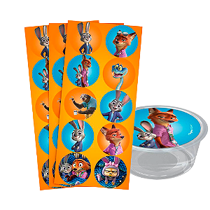 30 Adesivos Festa Zootopia Decoração Aniversario 5x5cm