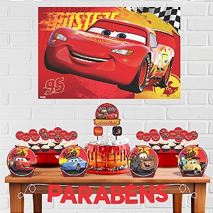 Kit Festa Decoração Aniversário Carros 33pçs EVA Econômico