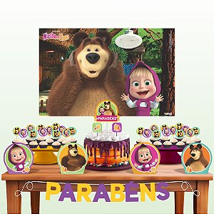 Kit Festa Decoração Aniversário Masha E O Urso 33pçs EVA