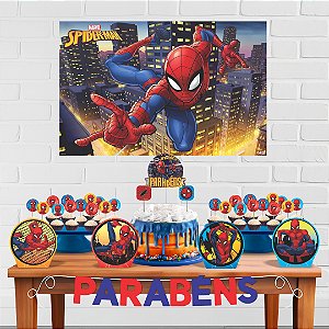 Kit Festa Decoração Aniversário Homem Aranha 33pçs EVA