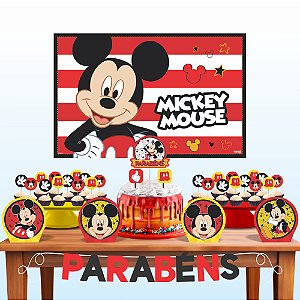 Kit Festa Decoração Aniversário Mickey 33pçs EVA Econômico