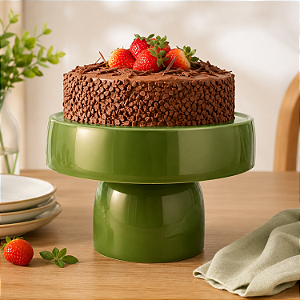 Boleira Cogumelo 18cm Alegra Bolo Doces Decoração Verde Fest