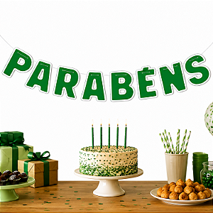 Faixa Bandeirola Decoração Parabéns Festa Cor Verde Aniver