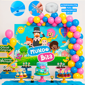 Kit Festa Mundo Bita Decoração Aniversário Painel+150 Balões