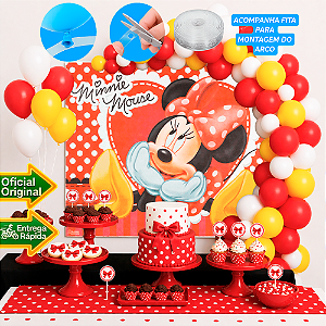 Kit Festa Minnie Vermelha Decoração Painel TNT+150 Balões