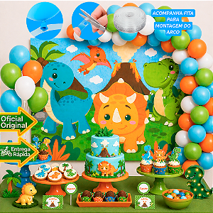 Kit Festa Dino Baby Decoração Aniversá Painel TNT+150 Balões