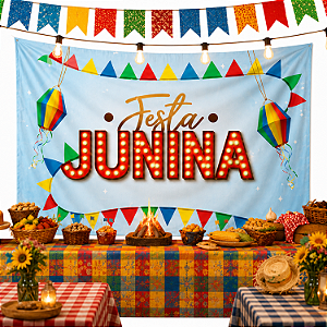 Painel TNT Festa Junina Decoração Junino Bandeirola 1,40m