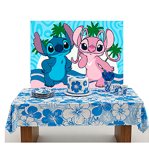 Kit Festa Stitch rosa Decoração Aniversá Painel TNT+Toalha