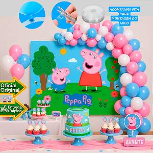 Kit Festa Peppa Pig Decoração Aniversário Painel+150 Balões