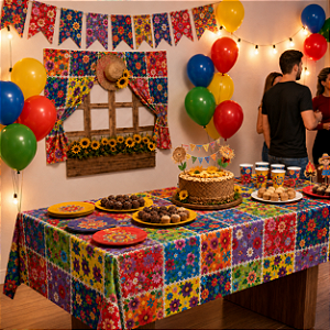 Toalha GG Decoração Festa Junina Floral Junino Julina Arraia