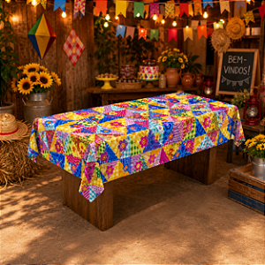 Toalha Decoração Junina Retalho Flores Festa Junino Arraia